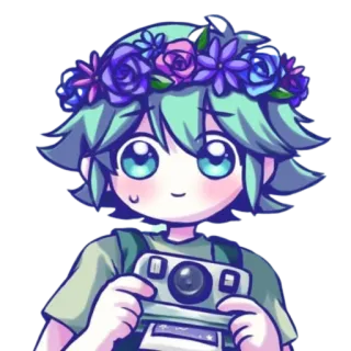 😅 Basil OMORI bazylia, omori, wianek, słodkie, postać, gra wideo telegram sticker