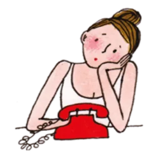 📞 женщина, телефон, ожидание, грустная, скучно, старый телефон telegram sticker