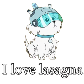 🐶 I love lasagna собака, лазанья, еда, милый, стикер telegram sticker