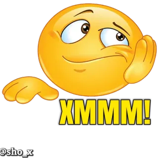 😏 XMMM! emoji, thinking, meme, funny whatsapp sticker