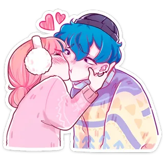 ⭐ kiss, love, couple, romance, hearts, cute whatsapp sticker