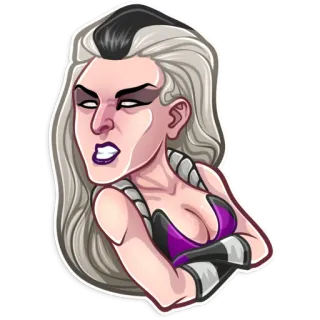 😤 vrouw, cartoon, houding, paars, wit haar telegram sticker