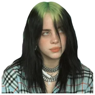 😒 Billie Eilish Билли Айлиш, певица, знаменитость, поп-звезда, зеленые волосы, музыка telegram sticker