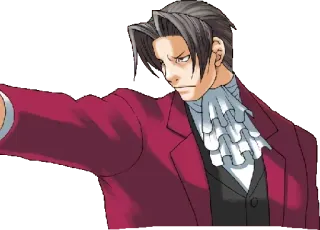 👈 Miles Edgeworth Ace Attorney アニメ, 弁護士, 真面目, 裁判所, ゲーム telegram sticker