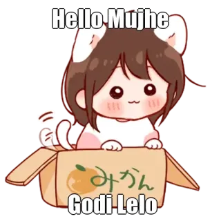 🤔 Hello Mujhe
Godi Lelo Anime, Carino, Orecchie da gatto, Cartone animato, Manga whatsapp sticker