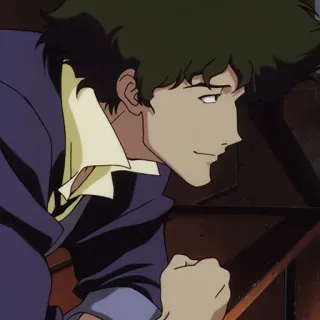 🚬 Spike Spiegel Cowboy Bebop anime, desenho animado, Spike Spiegel, Cowboy Bebop, série de TV, espaço, caçador de recompensas whatsapp sticker