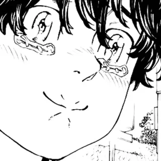 🥲 Anime, Manga, Junge, Charakter, Schwarzweiß telegram sticker