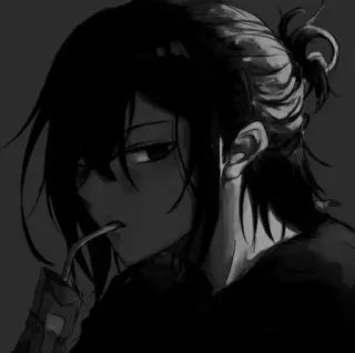 ◼️ anime, kreskówka, napój, męski, monochromatyczny telegram sticker