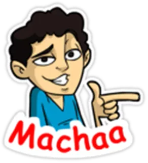 🤗 Machaa Cartone animato, Uomo, Indicare, Saluto telegram sticker