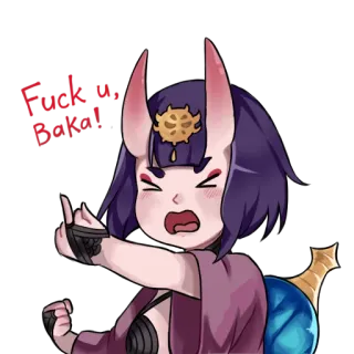 🖕 Fuck u, Baka! 애니메이션, 화난, 불쾌한, 만화 telegram sticker