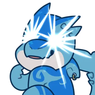 💡 Cartoon, Anime, Tier, Monster, Figur, Glitzer, Blau whatsapp sticker