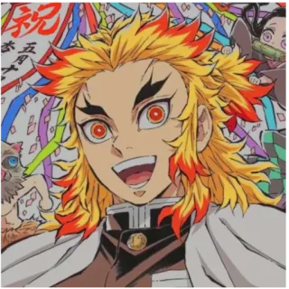 😃 Kyojuro Rengoku Demon Slayer Anime, Demon Slayer, Kyojuro Rengoku, Personagem, Mangá telegram sticker