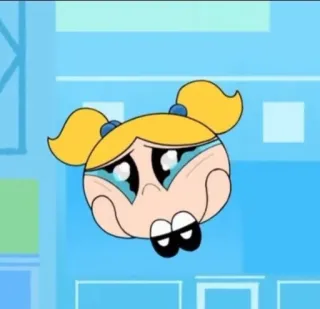 🥺 Bubbles The Powerpuff Girls Desenho animado, Fofo, Bolhas, As Meninas Superpoderosas, Triste, Chorando telegram sticker