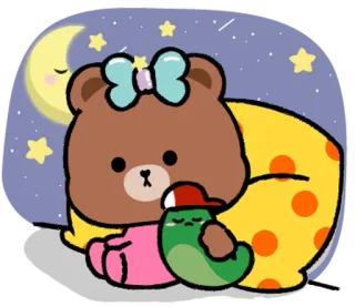 ⭐ 곰, 자는, 귀여운, 만화, 달, 별, 동물 telegram sticker