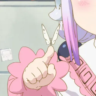 🧁 Kanna Kamui Miss Kobayashi's Dragon Maid Anime, Kupu-kupu, Naga, Imut, Gadis whatsapp sticker