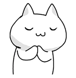 😌 chat, mignon, kawaii, autocollant, animal, dessin animé, suppliant, implorant whatsapp sticker