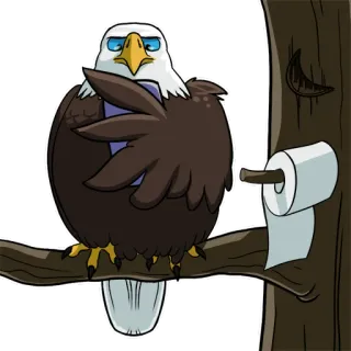 💩 aigle, oiseau, papier toilette, drôle, humour, geste telegram sticker