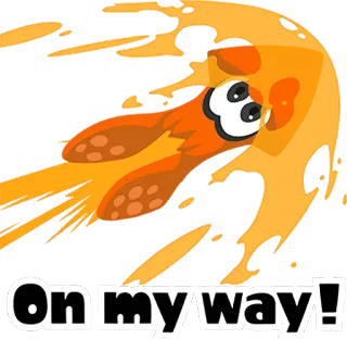 🏃 On my way! Мультфильм, Кальмар, Оранжевый, В пути whatsapp sticker