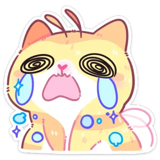 😭 cat, crying, sad, emoticon, sticker, cartoon, tears, spiral eyes telegram sticker