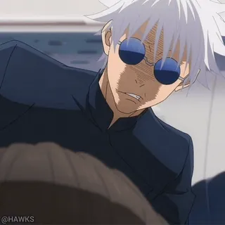 😠 Gojo Satoru Jujutsu Kaisen Anime, Gojo, Satoru, Jujutsu Kaisen, cabelo branco, óculos redondos telegram sticker