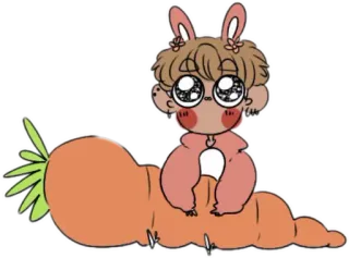 🥕 bunny, carrot, cute, animal, cartoon telegram sticker