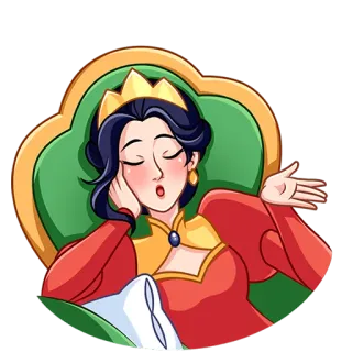 💁‍♂️ queen, sleeping, resting, crown, royal, throne, character telegram sticker
