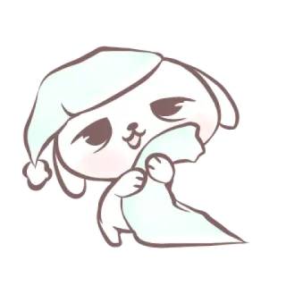 🎀 hoạt hình, chó, ngủ, dễ thương, buồn ngủ, giờ đi ngủ, mũ ngủ telegram sticker