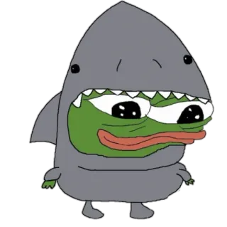 🙃 Pepe the Frog pepe, grenouille, requin, mème, dessin animé, mème internet, animal, personnage whatsapp sticker