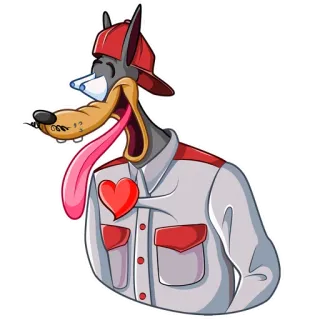😍 lobo, desenho animado, cachorro, animal, coração, adesivo whatsapp sticker