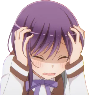 😣 anime, ragazza, capelli viola, stressata, preoccupata, arrabbiata telegram sticker