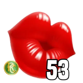 5️⃣ 53 labios rojos, beso, número, 53, logo telegram sticker
