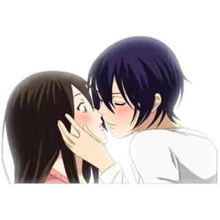 😘 Anime, Beso, Romance, Pareja, Amor, Afecto, Dibujo animado, Ilustración telegram sticker