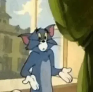 😶 Tom Cat Tom and Jerry chat, dessin animé, confus, gris telegram sticker