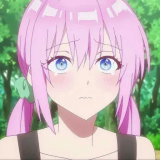 🦭 anime, ragazza, capelli rosa, piangere, carino, triste telegram sticker
