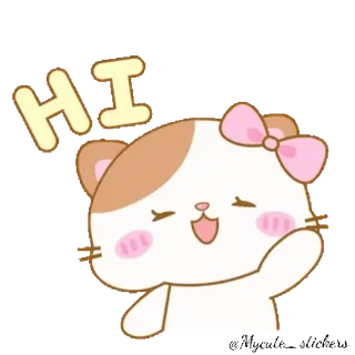 👋 HI gato, gatito, hola, saludo, lindo, adorable, kawaii telegram sticker