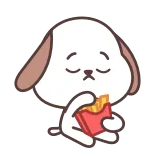 🍟 dog, french fries, cute, food, eating, sad telegram sticker