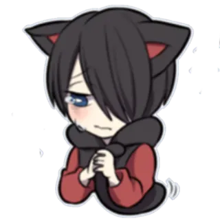 😢 Аниме, Кошачьи ушки, Плачущий, Чиби, Милый, Грустный whatsapp sticker
