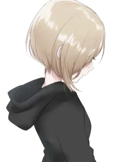 😔 anime, manga, meisje, hoodie, verdrietig, blond haar whatsapp sticker