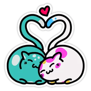 💑 gatos, amor, fofo, coração, desenho animado, animais, kawaii telegram sticker