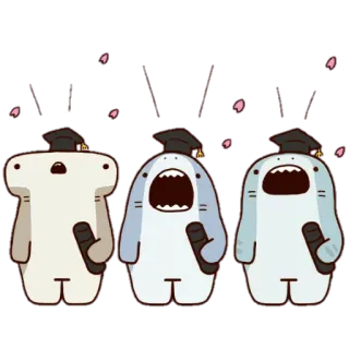 🎤 サメ, 卒業, アニメ, かわいい, お祝い, パーティー telegram sticker