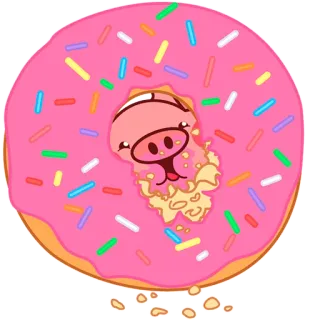 🍩 donat, babi, makanan, imut, meses, merah muda telegram sticker