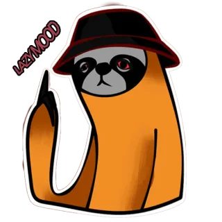😕 LAZY MOOD leniwiec, leniwy, nastrój, kapelusz, zwierzę, kreskówka, pomarańczowy whatsapp sticker