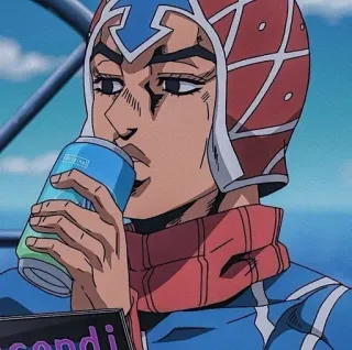 🤨 Guido Mista JoJo's Bizarre Adventure scondi Anime, Manga, Jojo's bizarre avontuur, Mista, Personage, Drinken telegram sticker