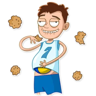 😋 cartoon, cookie, fat, boy, greedy whatsapp sticker
