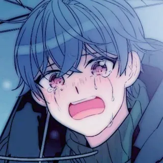 🤖 anime, huilen, verdrietig, jongen, illustratie telegram sticker