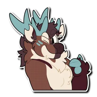 😉 Furry, Animal, Cerf, Cartoon, Bois, Illustration telegram sticker