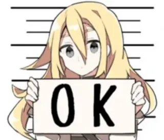 😃 OK Anime, Ragazza, Ok, Carina, Posa, Bionda, Arresto telegram sticker