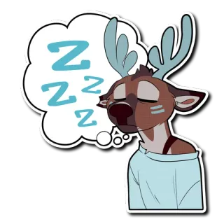 💤 ZZZZ cerf, animal, dormir, zzzz, dessin animé, mignon, rêve telegram sticker