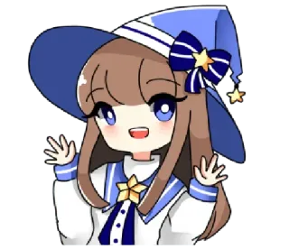 👐 Anime, Fofo, Kawaii, Bruxa, Garota, Acenando, Garota anime telegram sticker