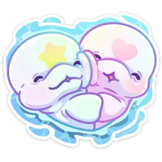❤️ Delfino, Kawaii, Carino, Cuore, Animale, Adesivo, Cartone animato telegram sticker